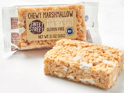 A chewy marshmallow bar with brown butter and sea salt.