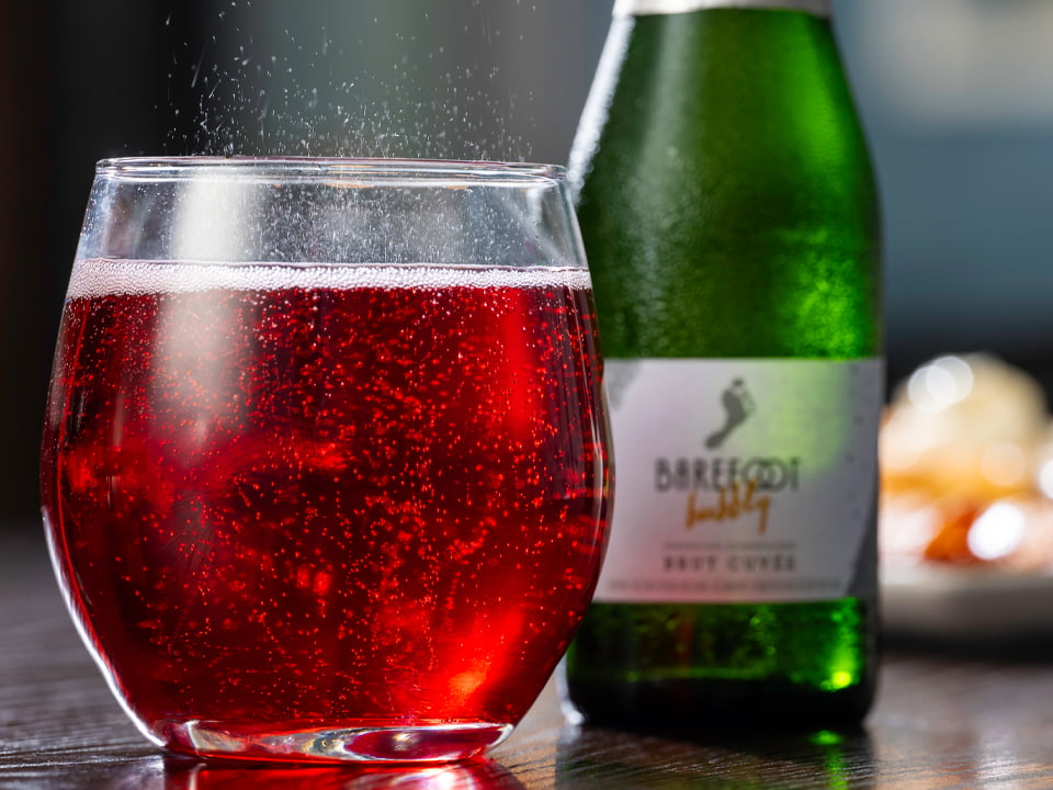 Pomegranate and Barefoot Bubbly Brut Cuvée.
