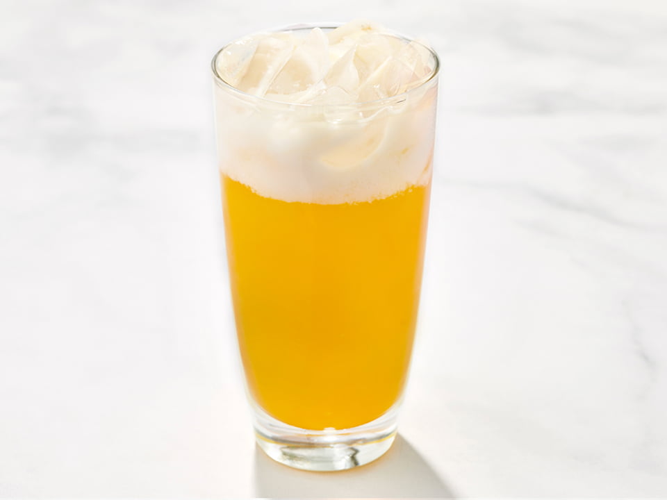Tangerine, pineapple, organic ginger, cane sugar and sweet cream cold foam.